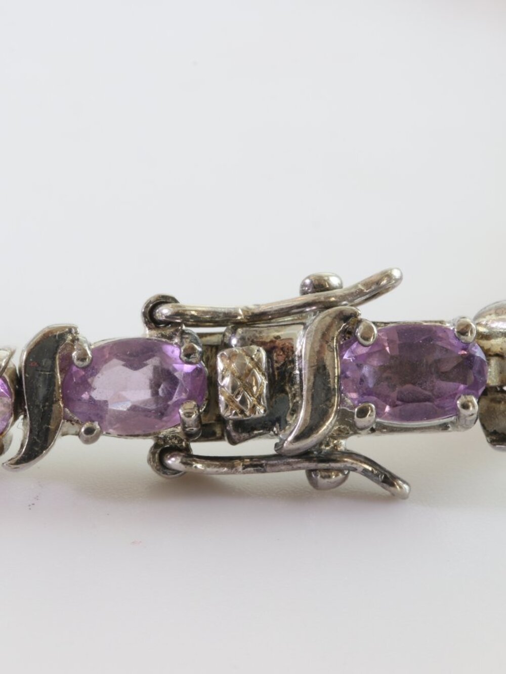 Vintage HAN Thai 925 Sterling Silver Amethyst Tennis Bracelet 7.5" - Picture 17 of 17